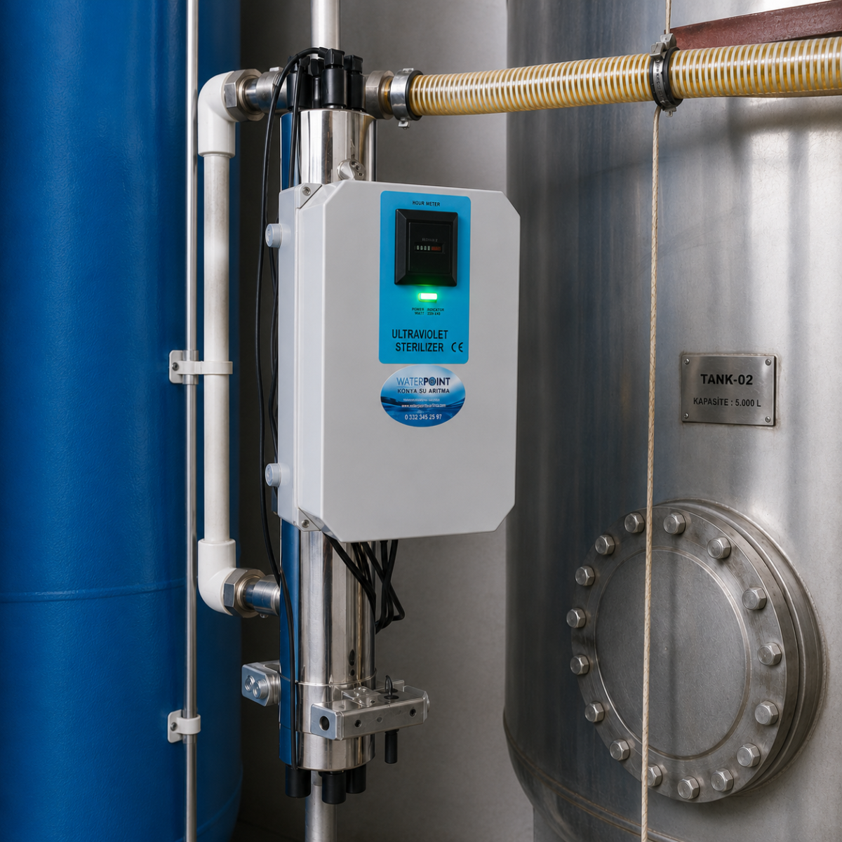 Water Point montajlı endüstriyel ultraviyole cihazı