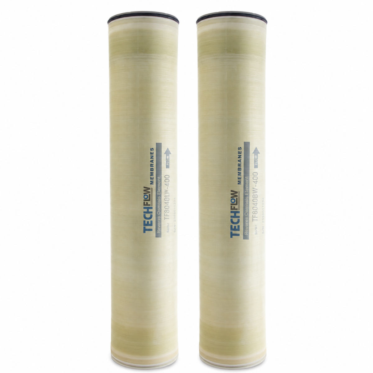 TechFlow 8040 LP-400 Membran teknik özellikler tablosu, %99.2 iyon giderim, 150 psi basınç, 1500 ppm NaCl test