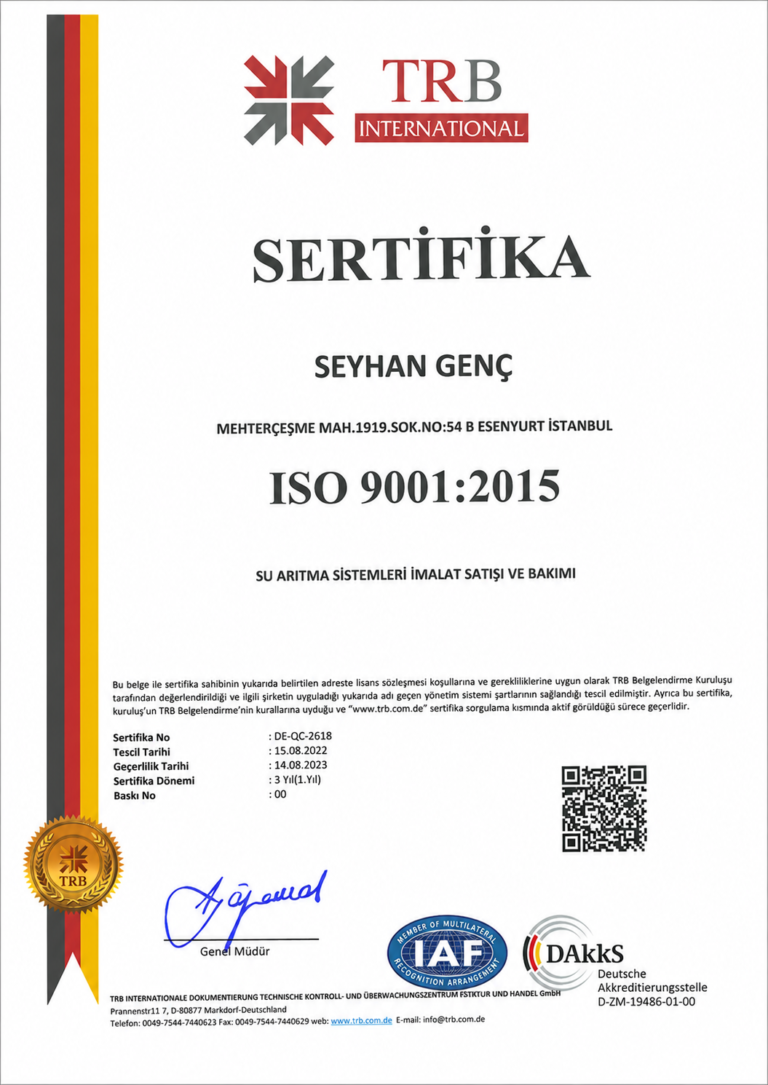 ISO 9001:2015 Sertifikası