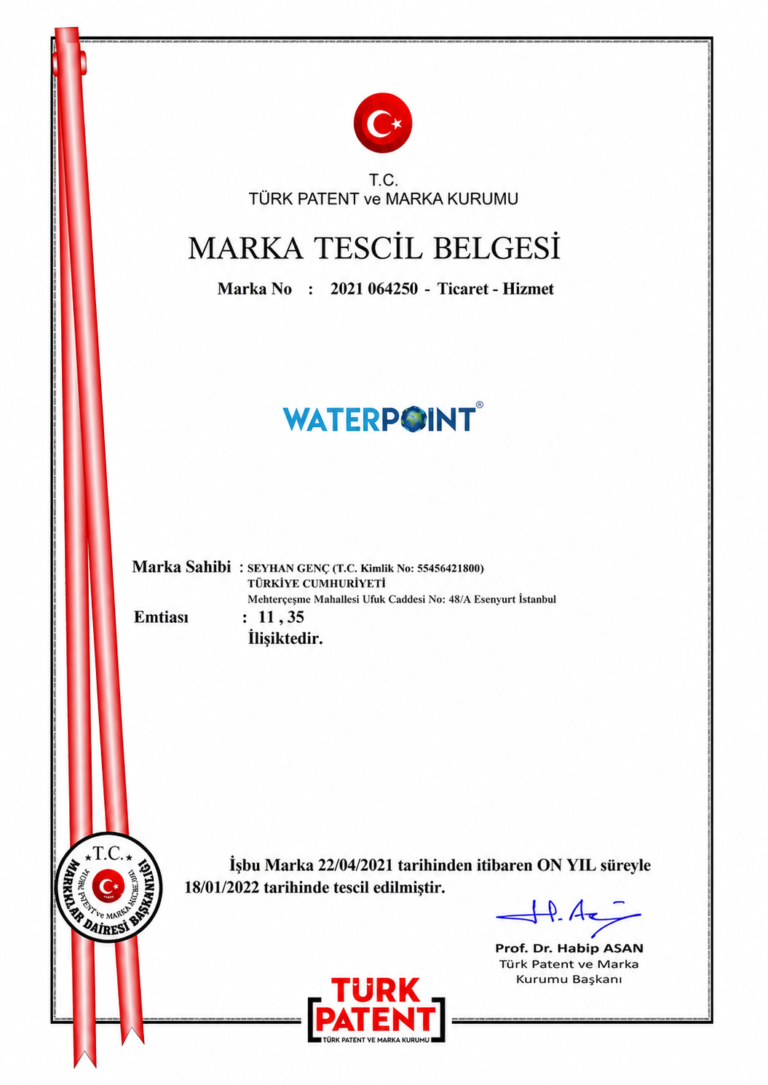 Water Point Marka Tescil Belgesi