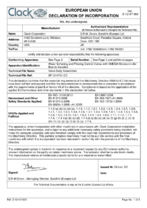 Control Valve Declaration of Conformity