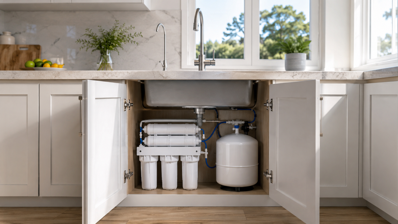 An under-sink installation for how to choose a water treatment system