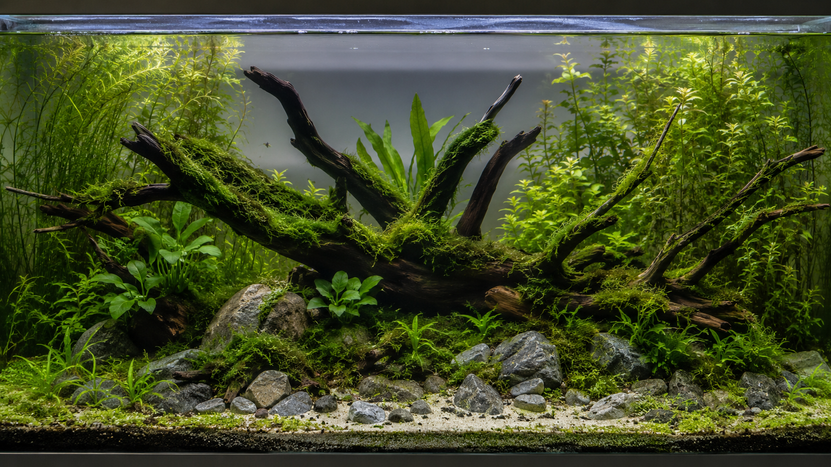 A clear aquarium filled with purified water