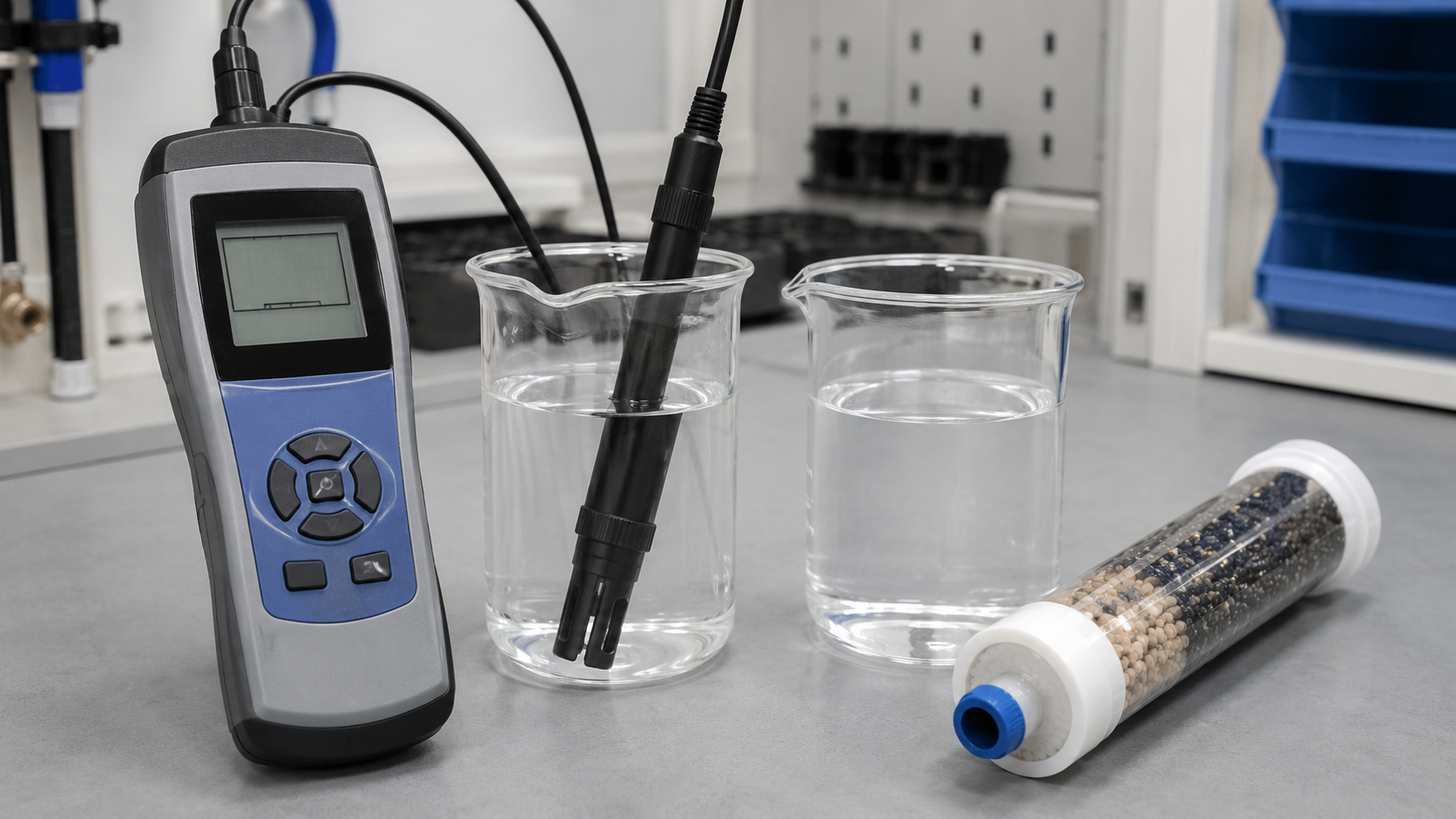 Conductivity being measured at a mixed-bed resin outlet