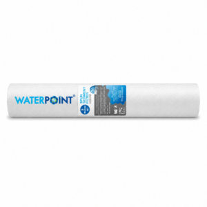 فلتر سبن 40 بوصة 5 ميكرون، منظر أمامي أفقي؛ شعار Water Point وملصق 5 ميكرون على الجسم