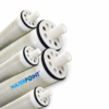 غشاء مياه البحر Filmtec SW30-2540، لقطة مقرّبة للأغطية الطرفية؛ أغطية مثقّبة وأنابيب مركزية وحلقات إحكام