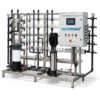 75 Tonne/Day Reverse Osmosis Water Treatment System: horizontal membrane array, vertical-shaft pump and panel on an SS304 stainless frame